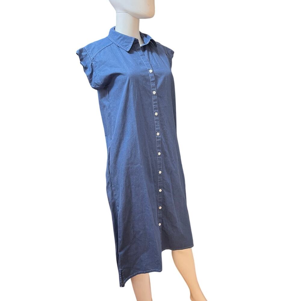 Esby Apparell Blue Denim Button Front Midi Pocket Dress Size XS